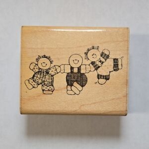 Charming Wooden Stamp with Smiling Figures - D.O.T.S 1989 N115 Kids